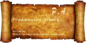 Prodanovics Albert névjegykártya
